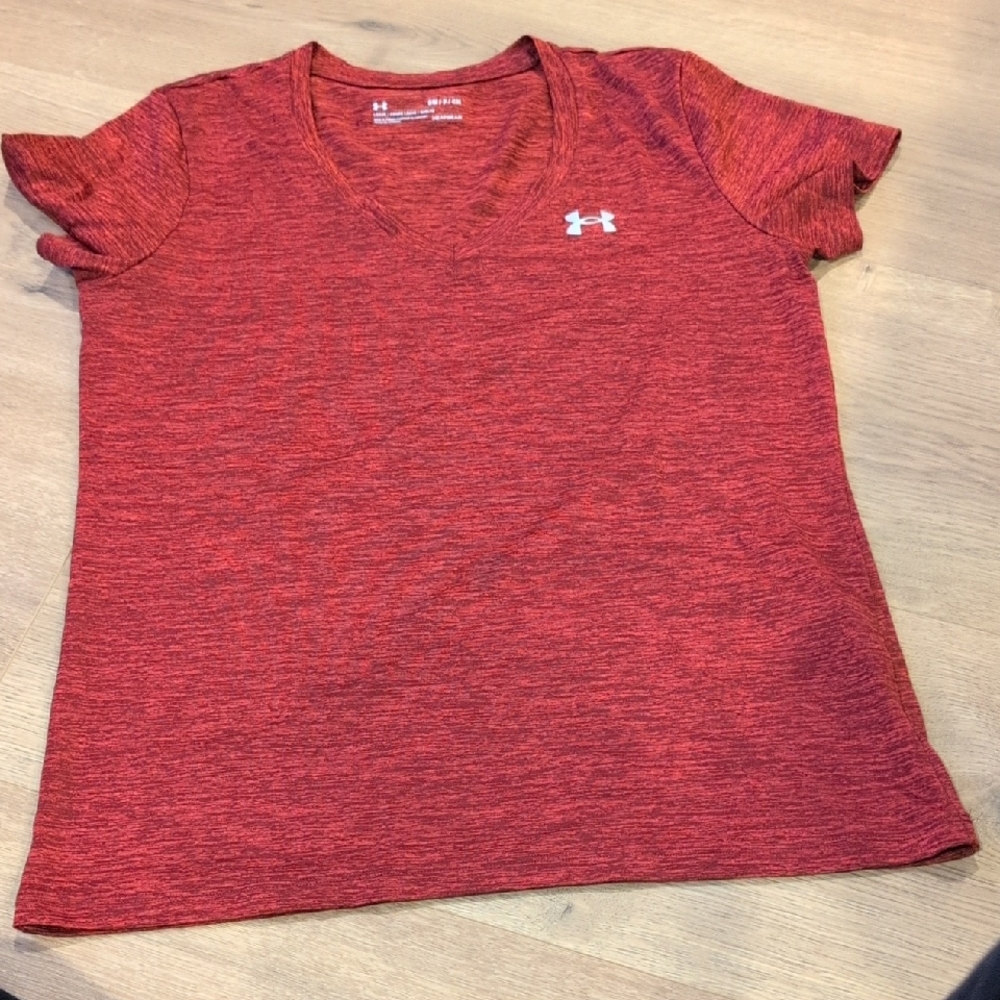 Under Armour Red Heather Performance V-Neck Tee